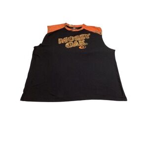 Mossy Oak Mens 2XL Sleeveless Graphic T-Shirt Black Orange Camo Tank Top 50/52
